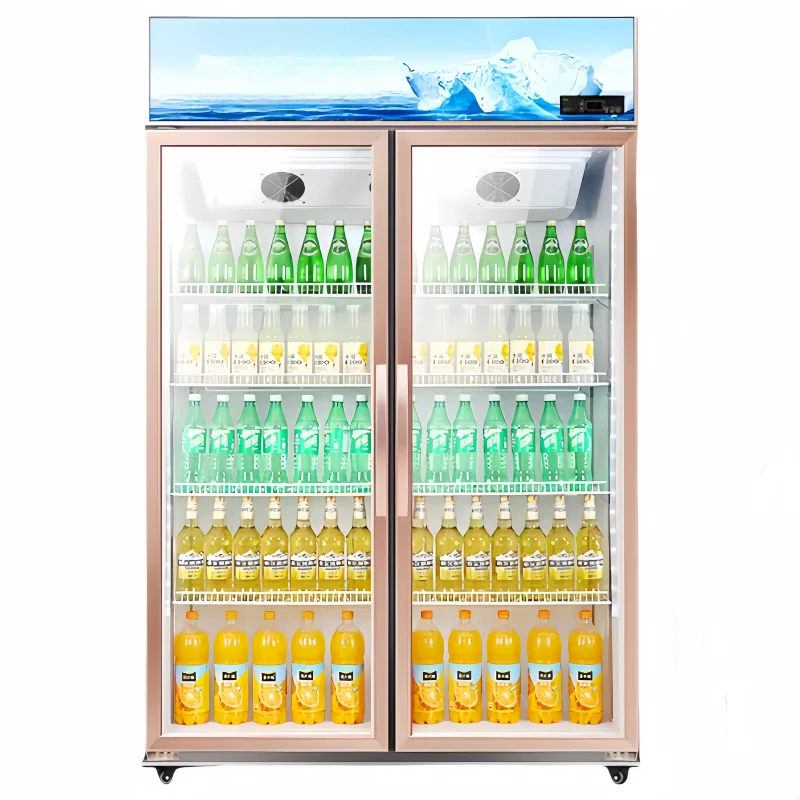 9- Commercial Upright Drinks Showcase Cooler Supermarket Beverage Display Refrigerator and Freezer Vertical Glass Door Fridge