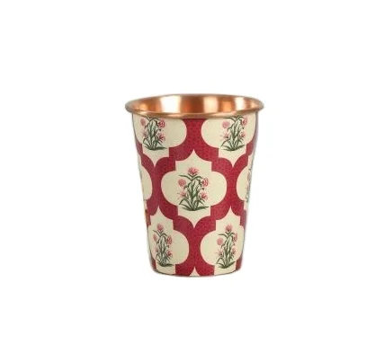 Antique design stainless steel water glass with enamel printed design handmade Stainless steel Water glass