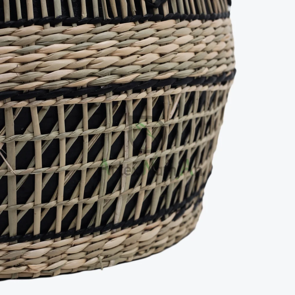 Small Round Bamboo Straw Art Carton Box Abstract Bamboo & Seagrass Support Rope Bamboo and Rattan Handicraft Plant Fiber TT30%