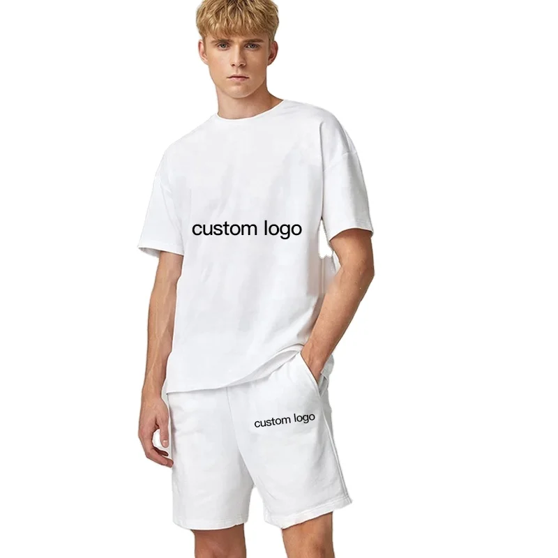 Men Custom logo shorts set short sleeve t-shirts sports shorts two piece sets for men 2022
