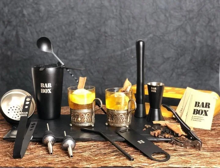 Steel Gold PVD Coating Bar Tool Set with Stand Shining Polish Gold Bar Ware Accessories Met set sunset  bar king international