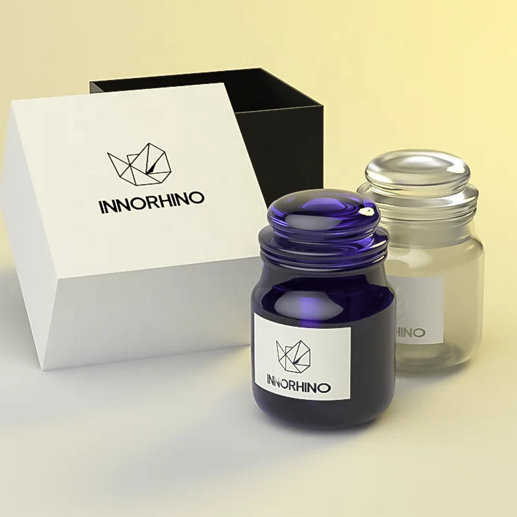 Colored Green Clear Candle Jars Glass Bottle Containers With Lids Box Custom Logos for Jam Honey Spread 1 2 4 5 6 8 Oz INNORHINO