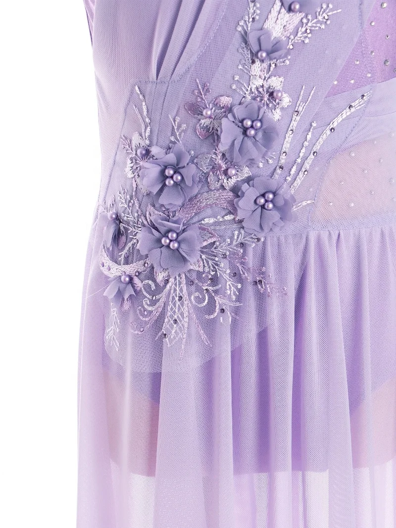 6-16 Custom Wholesale Kids Training Dancewear Children Performance Stage Dance Wear Costumes Girls Ballet Lyrical Dance Dresses