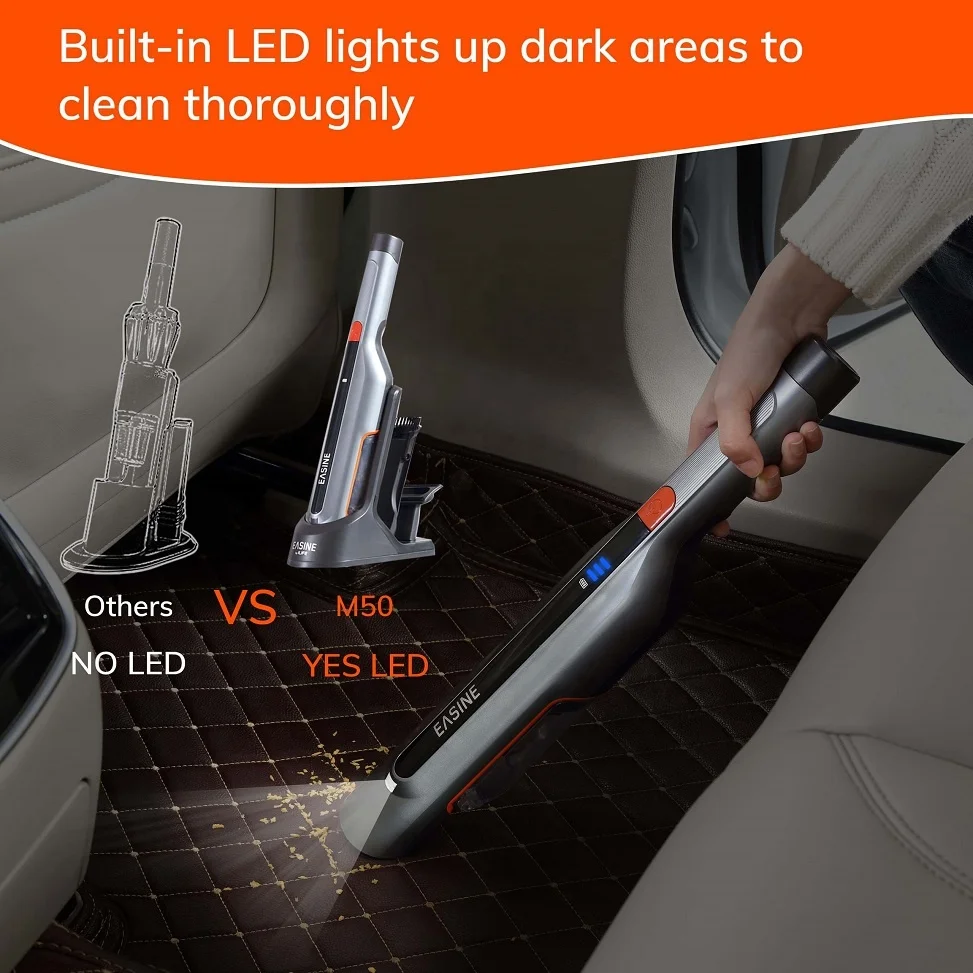 ILIFE M50 Handheld Vacuum 15Kpa Powerful Suction 2Hour Type-C&USB Charging 150ml Dustcup Ultralight Cordless Car Vacuum Cleaner