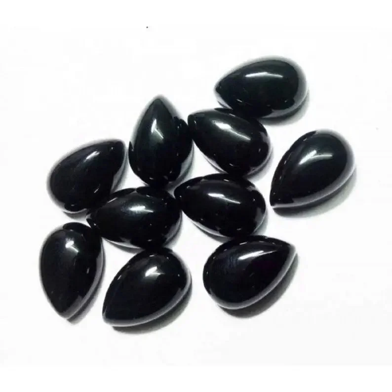 6mmx9mm Natural Black Onyx Pear Smooth Cabochons From Wholesale Manufacturer Supplier At Reasonable Price Genuine Loose Gemstone