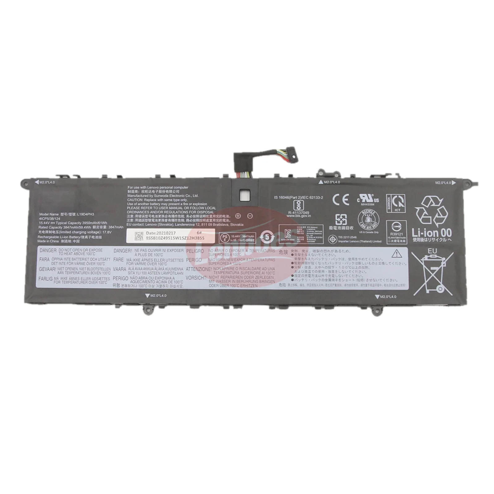 L19D4PH3 15.44V 61Wh Rechargeable Laptop Battery Replacement for Lenovo Yoga 14s 2021 Yoga Slim 7 Pro 14ITL5 14ARH5