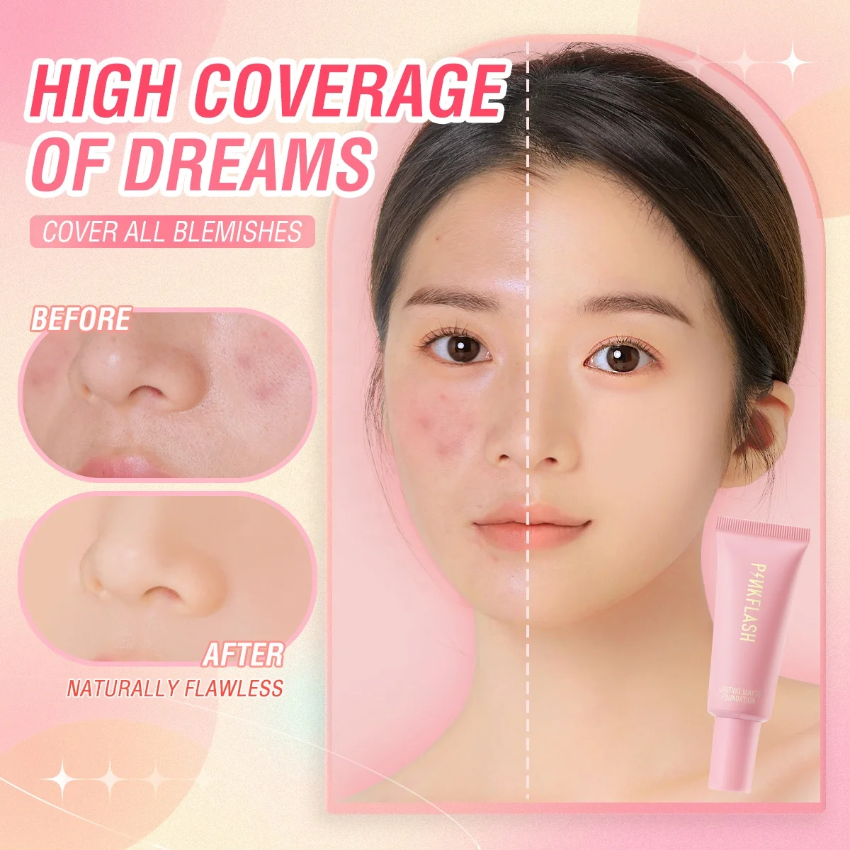 PINKFLASH F03 All day Matte full coverage waterproof liquid foundation 24h