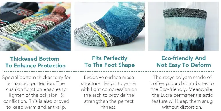 Custom print kids school socks with sustainable coffee yarn