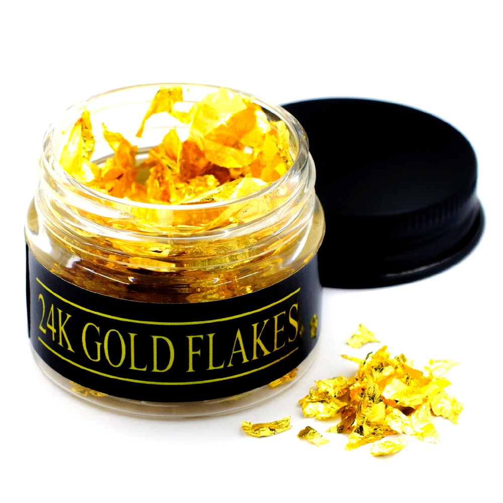 24K Edible  Gold Leaf Flakes (30mg) Made of 99.99% Real Gold Used in Bakery, Pastry, Beauty Routine and Makeup, eg.[ bird nest ]