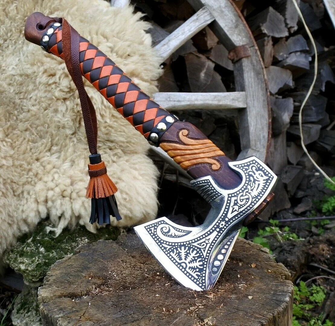 Новый стиль Топор Ручной работы из высокоуглеродистой стали топор 100% Высокое качество с деревянной ручкой