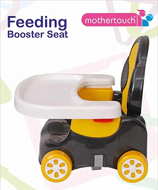 Attractive Yellow & Black Kids Toddlers Dining Plastic Travel Baby Feeding Chair With Safety Belt Removable Front Plate Light We