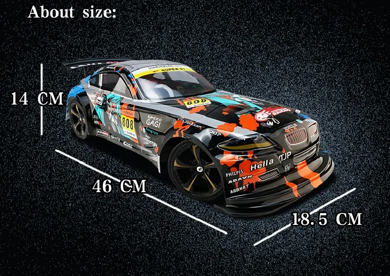 1/10 Scale Remote Control Vehicle Fast Radio Control Toys 2-Wheel Drive RC Drift Car