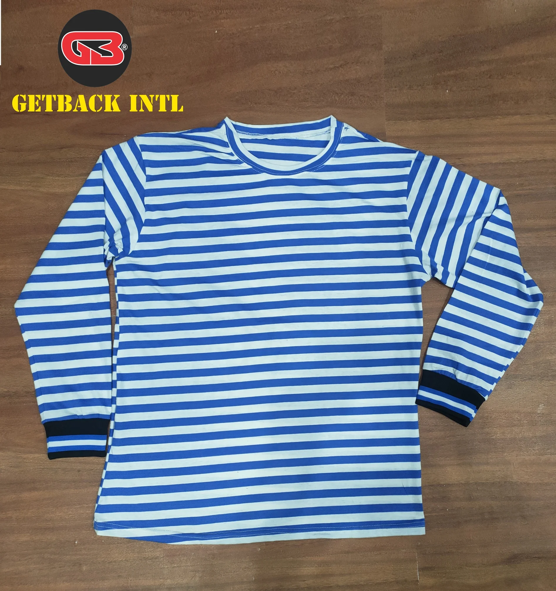 Custom Striped Long Sleeves T-Shirts with Curve Hem / Striped T-Shirts Long Sleeves with Curve Hem and round hem