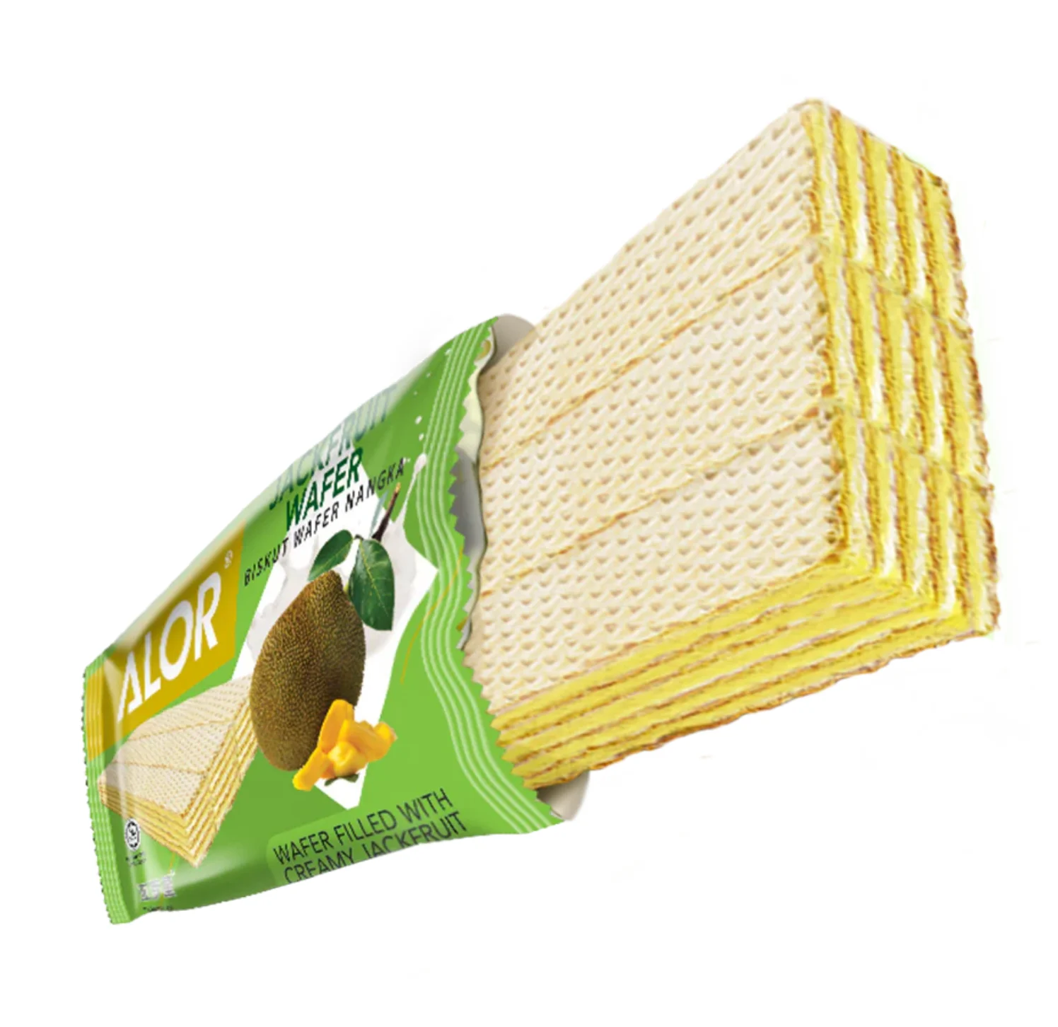 ALOR HALAL Individually Packed Crispy Cookies Jackfruit Sugar Wafer Bar with Freeze-Dried Fruit and Sweet Biscuits Sachets Milk
