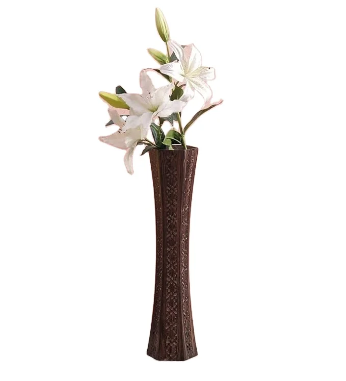 Customized Mango Wood Rustic Design Home Decorative Accent Flower Arrangement Large Flower Vase Available from India