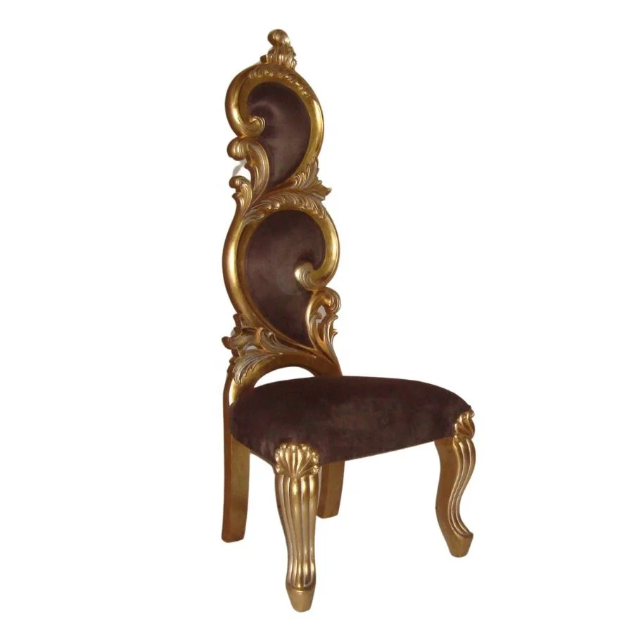 French Style Golden Side Chair Antique Dining Chair Solid Wood Chair for Design Interior of European Style Home Furniture