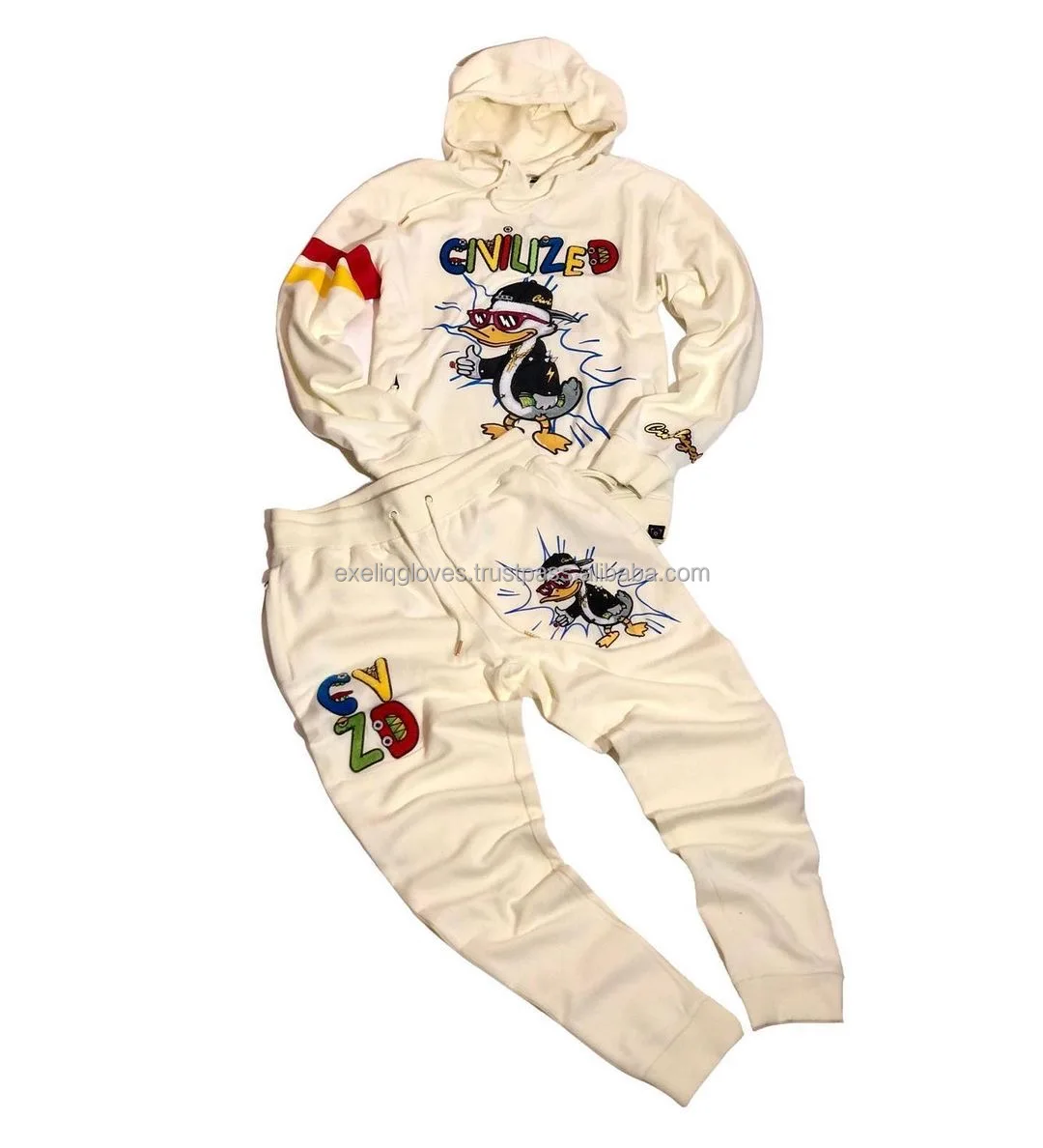 Wholesale Cheap Custom tracksuits High Quality Street wear 2021 New Design men tracksuit Street Wear Thick Chenille Patch Set