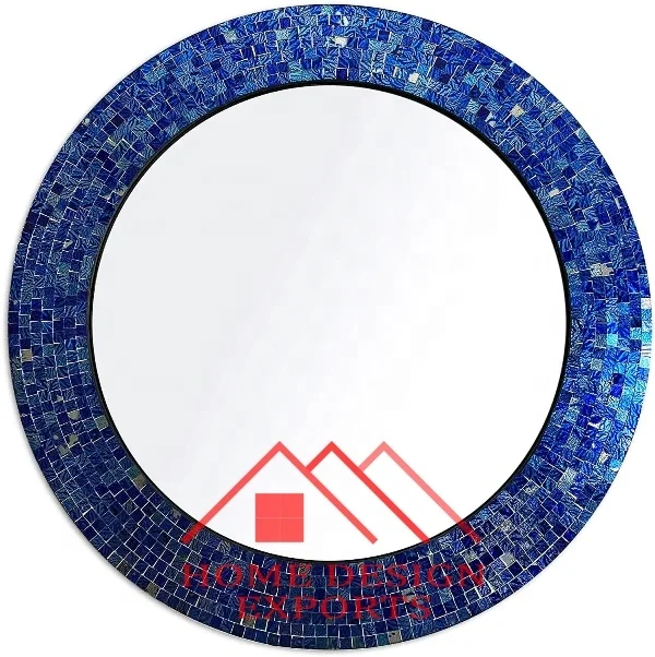 Table Wedding Decor Accept Round Sunburst Mosaic Wall Mirror Frame for Home Hotels & Restaurants