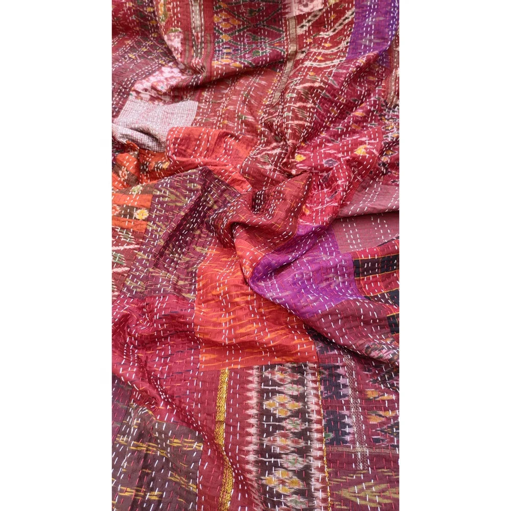 Двустороннее винтажное ПОКРЫВАЛО РУЧНОЙ РАБОТЫ Kantha CPKQ002