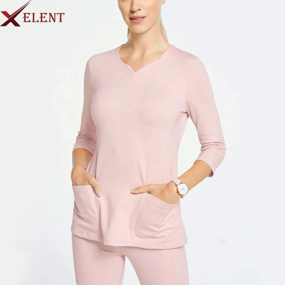 Dropshipping scrub- Polyester/Rayon/Spandex Fashionable Designs New Style Medical Hospital Nurse Uniform medical scrub suit