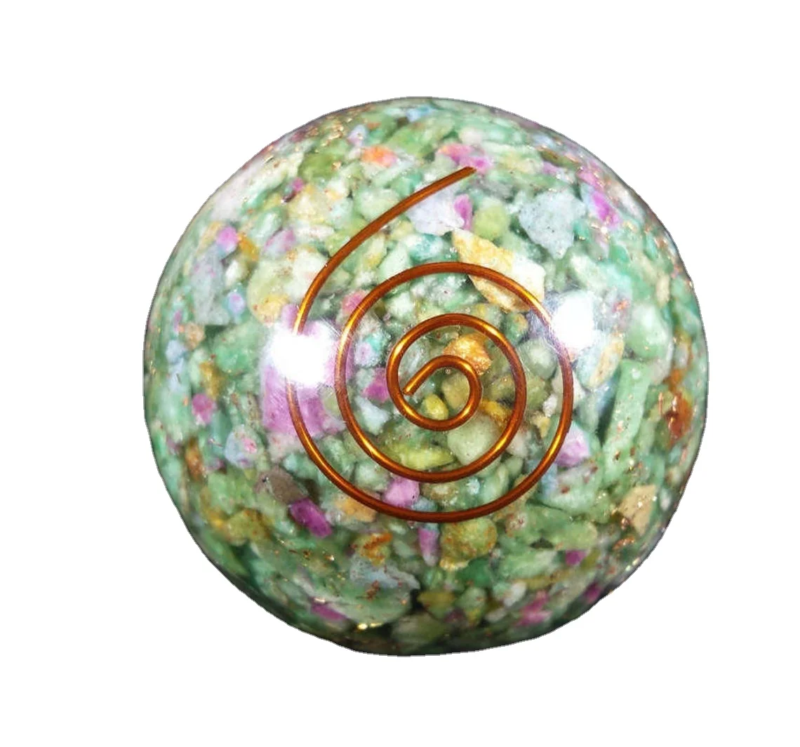 Wholesale High Quality Natural Ruby Zoisite Chips Orgone Sphere For Healing & Home Decoration From India