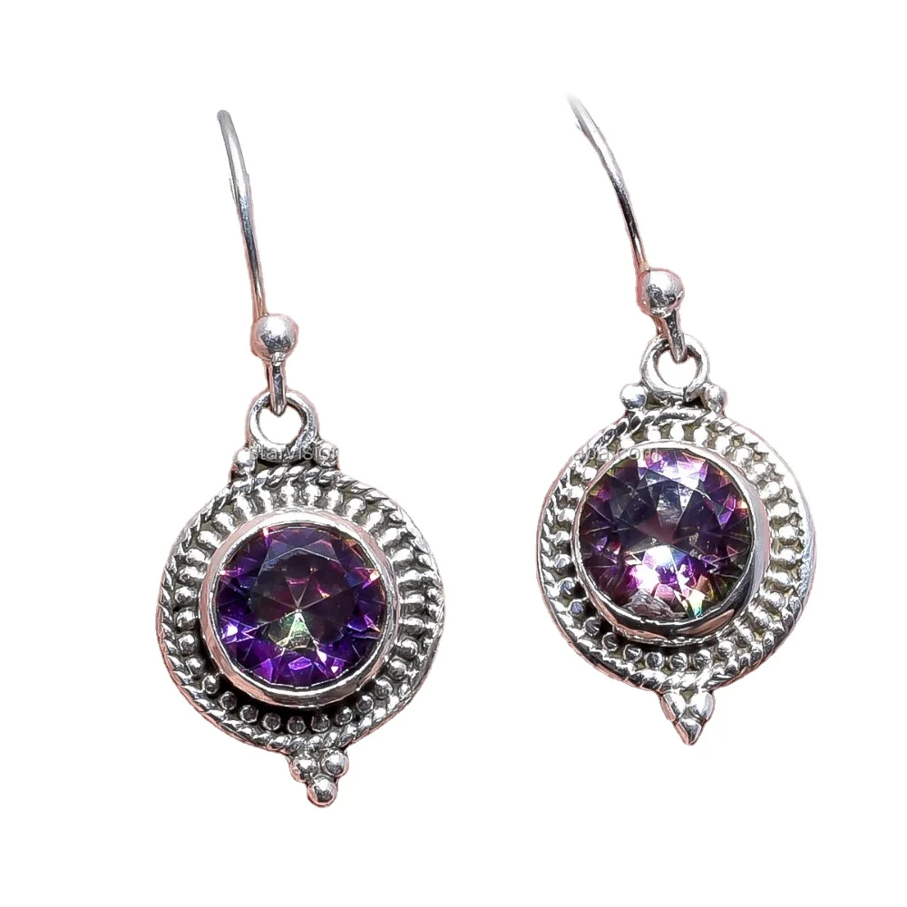 Multi color mystic topaz gemstone handmade dangle earrings natural semiprecious wholesale jewelry