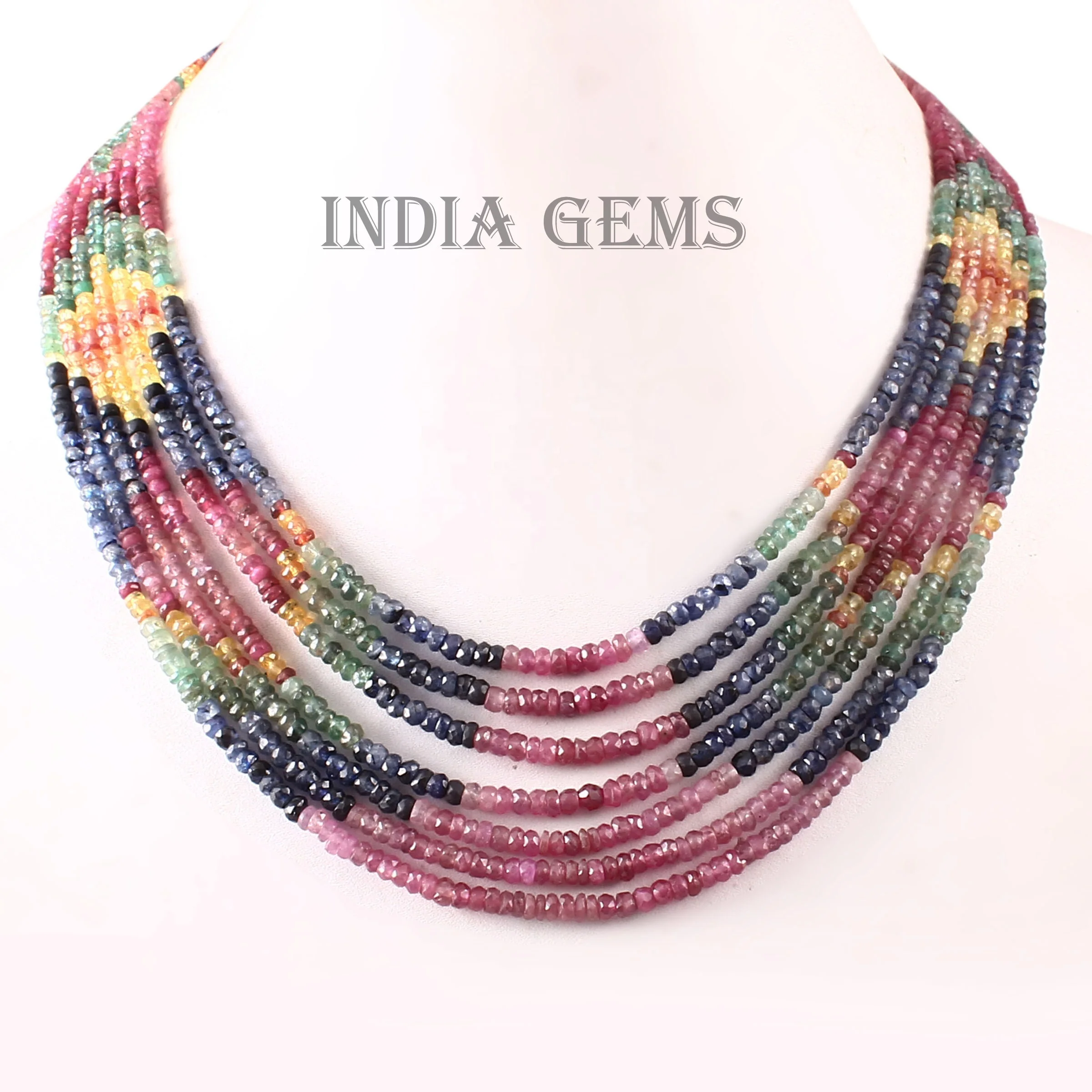 Multi Sapphire Beads Faceted Sapphire Necklace Rondelle Beads Natural Sapphire Jewelry Beaded Emerald Ruby Gemstone Jewelry