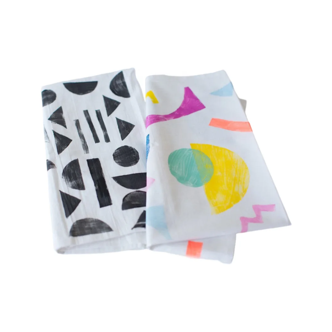 High Quality 100% Cotton Custom Printed Tea Towel Dish Towel With Absorbent Feature Cleaning Kitchen Hanging Towel