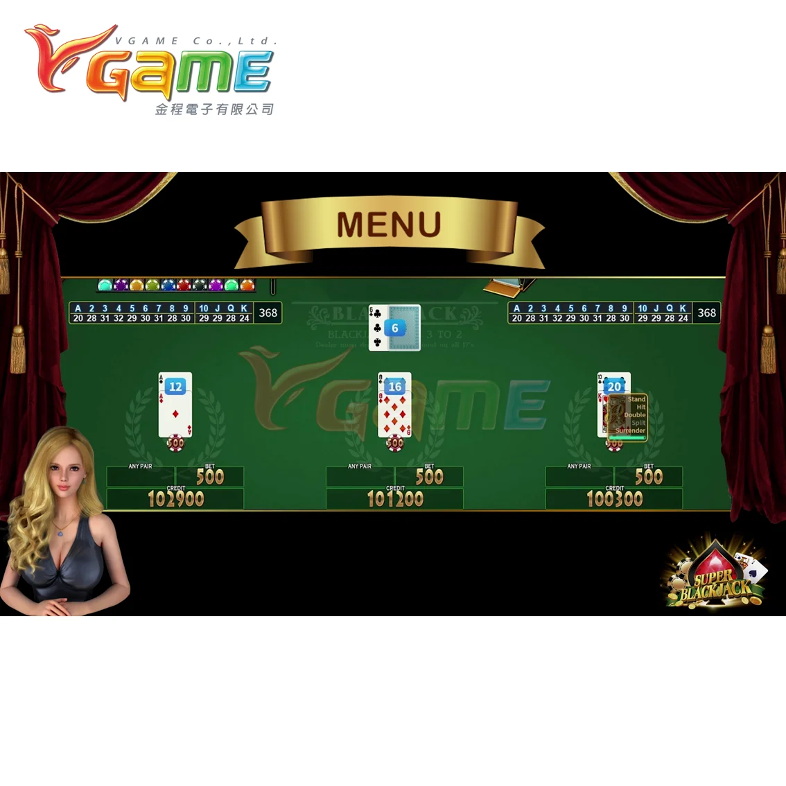 VGAME Poker Game Software Board Super Blackjack
