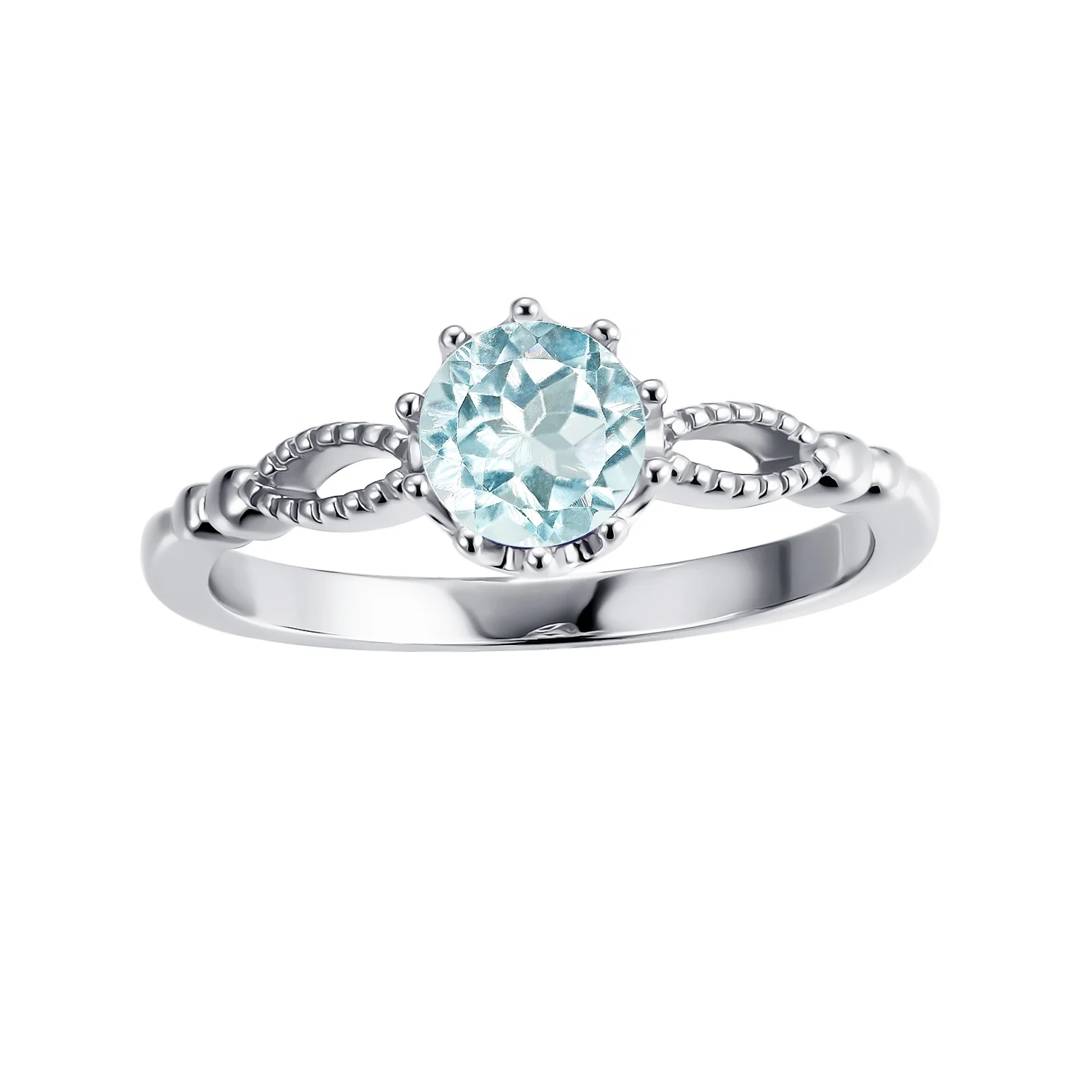 925 Sterling Silver Natural Gemstone Blue Topaz Queen Crown Wedding Engagement Ring For Women Girls 2022 Destiny Jewellery