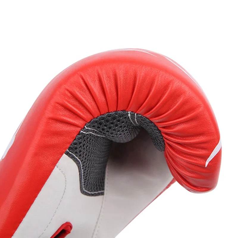 New Design Custom Logo PU Leather Professional Training Sparring Mesh Panel Palm Kick Boxing MMA Classic Muay Thai Boxing Gloves