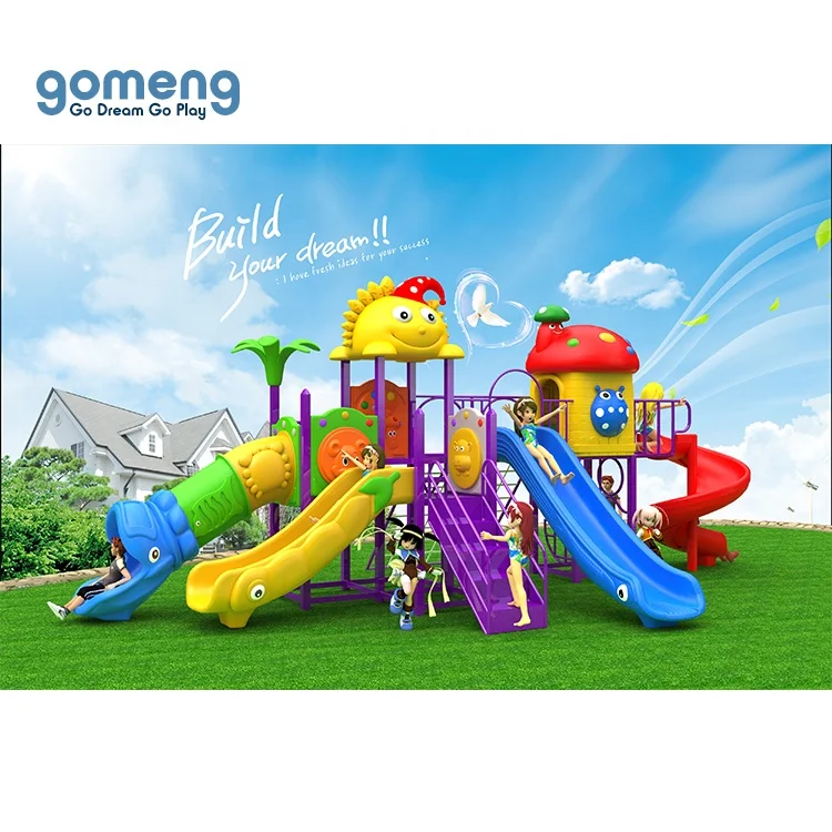 Children Plastic Outdoor Playground Kindergarten Big Outdoor Playground With Multiple Slides For Child