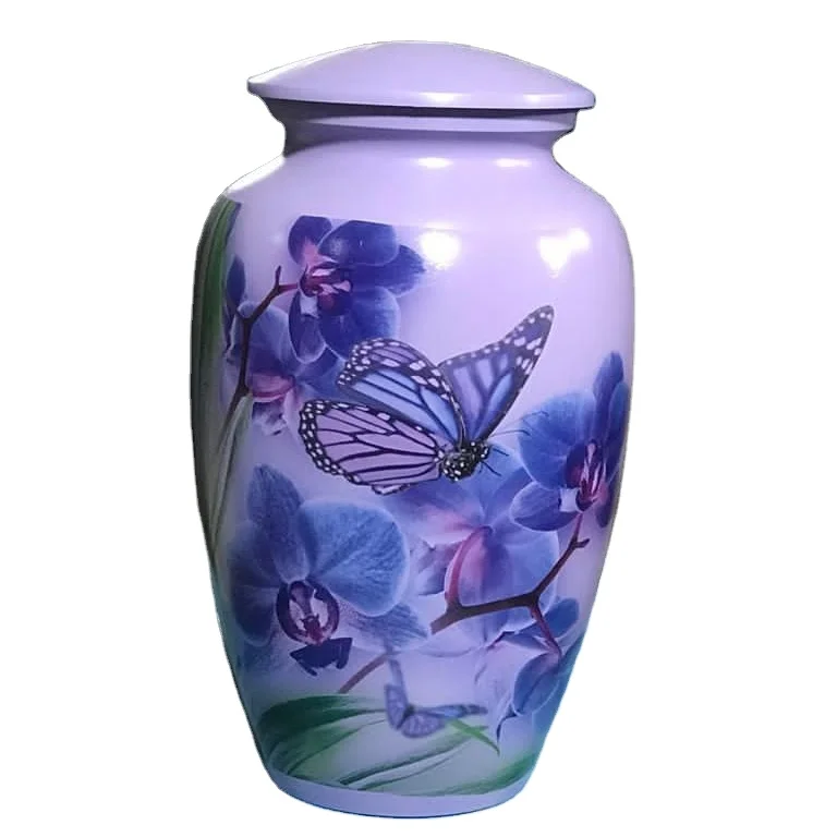 Декоративная погребальная урна синего цвета из алюминия высокого качества для взрослых