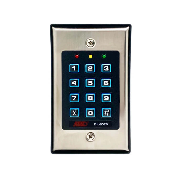 DK-9520 Easy Program Single Output Door Lock Access Control Steel Faceplate Keypad with LED Backlit Light Simple Keyboard PIN