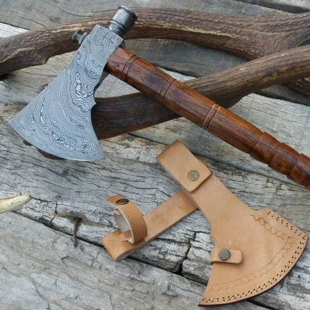 Brand New Custom Made Damascus Steel Tomahawk Axe Hatchet with Rose Wood Handle Hiking Axe Hunting Hatchet
