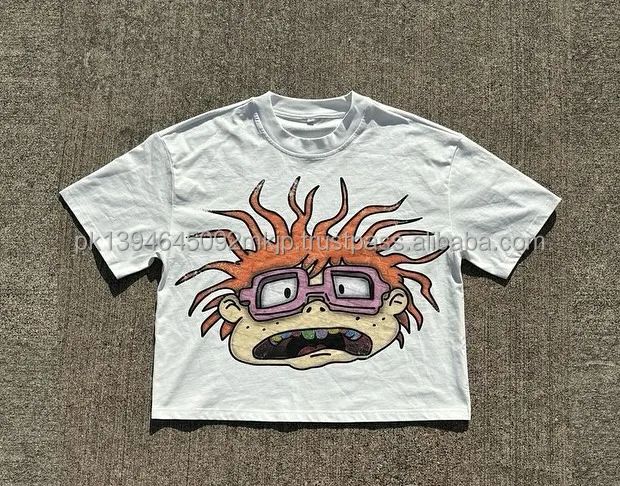 Summer Clothes Printed White 100% Cotton T-shirt Custom Logo Screen Printed Crew Neck Graphic Oversized Cropped Boxy T-shirt Men