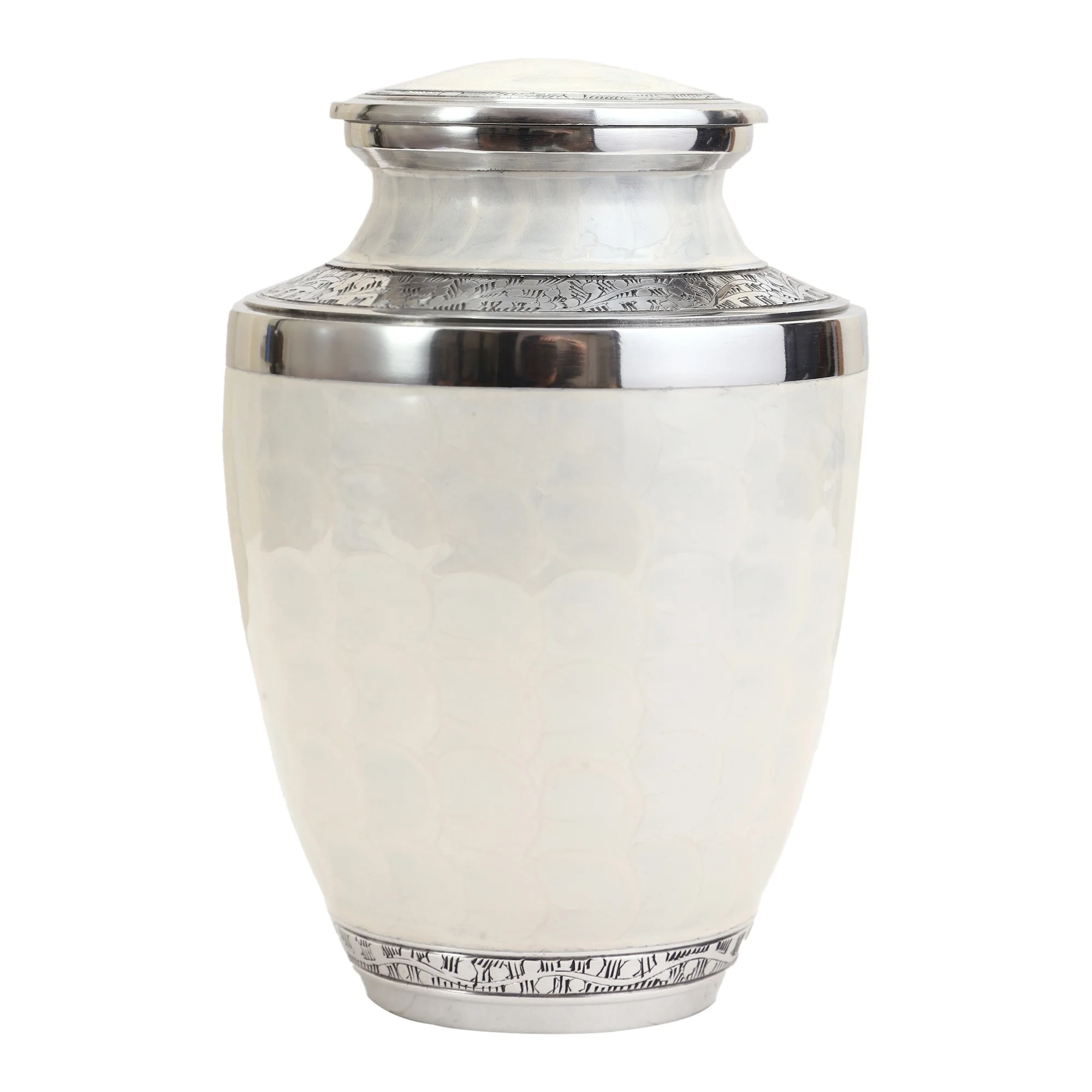Top Amazon Selling Funeral Urns Classic Pearl White Design Aluminium Urns For Funeral Homes & Directors Wholesale