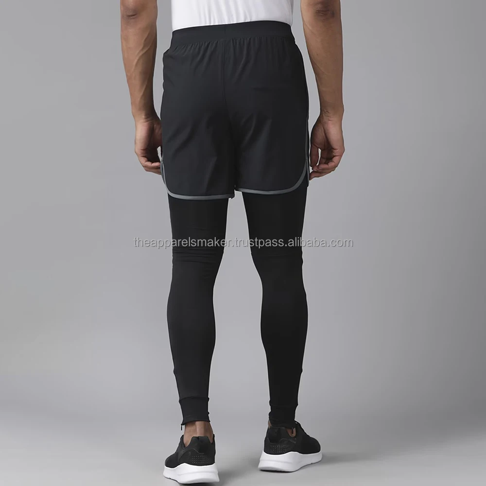 Men Sustainable and Breathable Joint Support Compression Sports Tights True Black Fitted Leggy