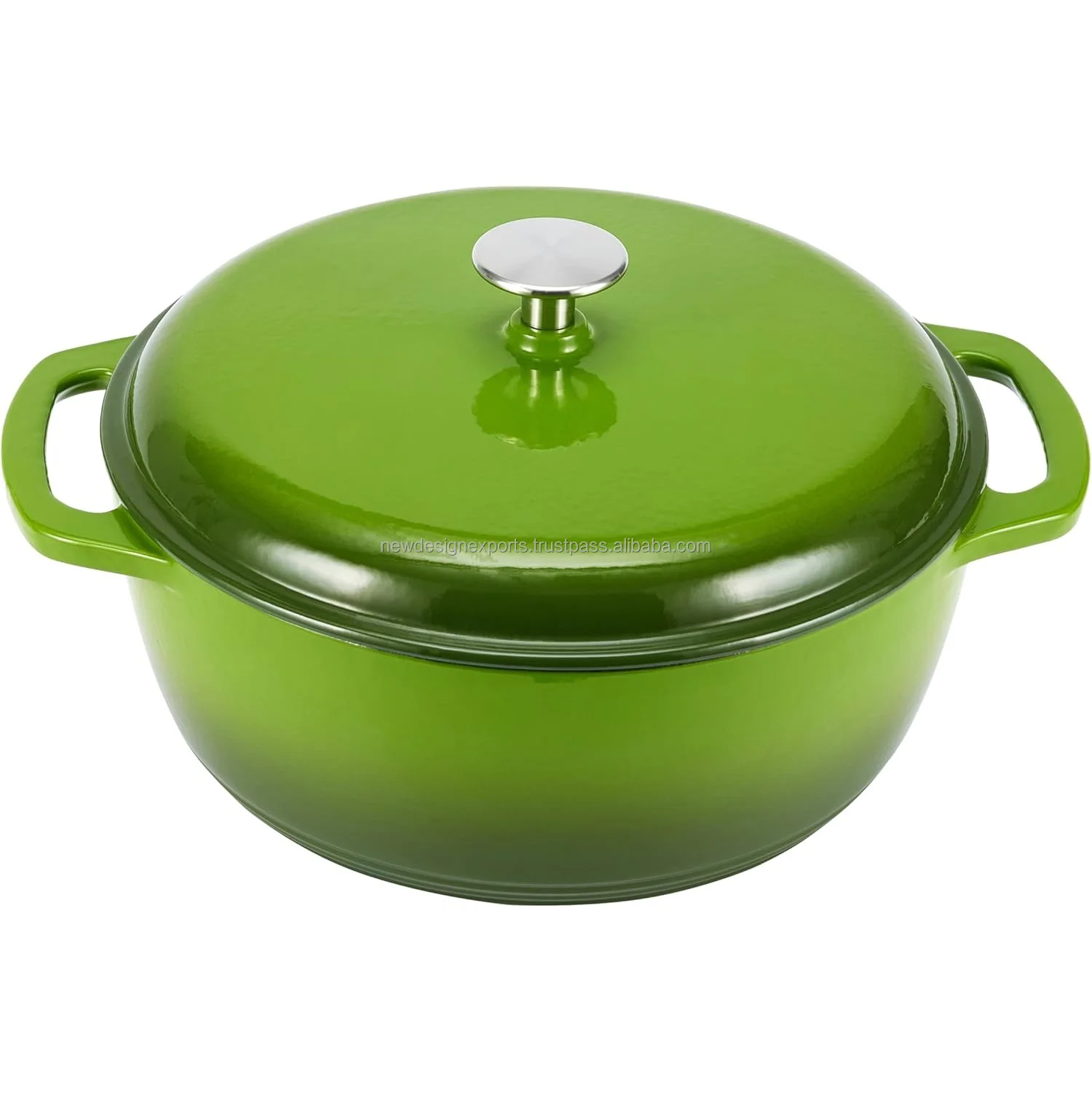 Enameled Cast Iron Round Dutch Oven casserole with lid Green