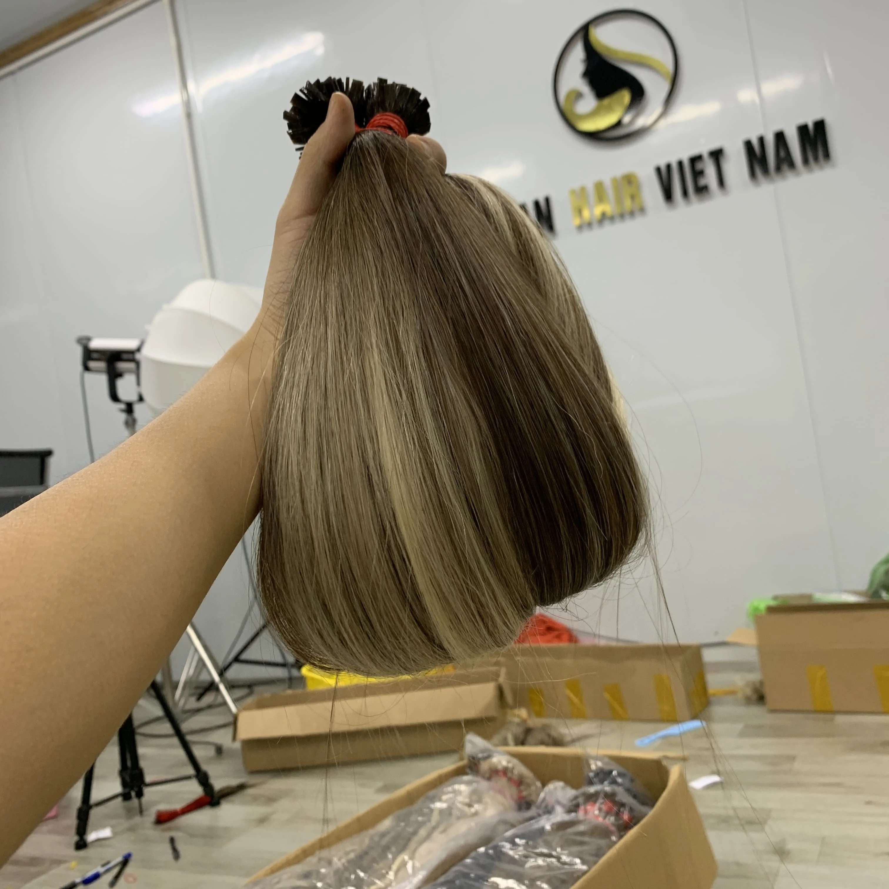 Flat Tip High Quality Natural Straight Hair Extention Raw Highlight Hair Flat Tip Bulk Piano Keratin Bonded Human Hair Extension