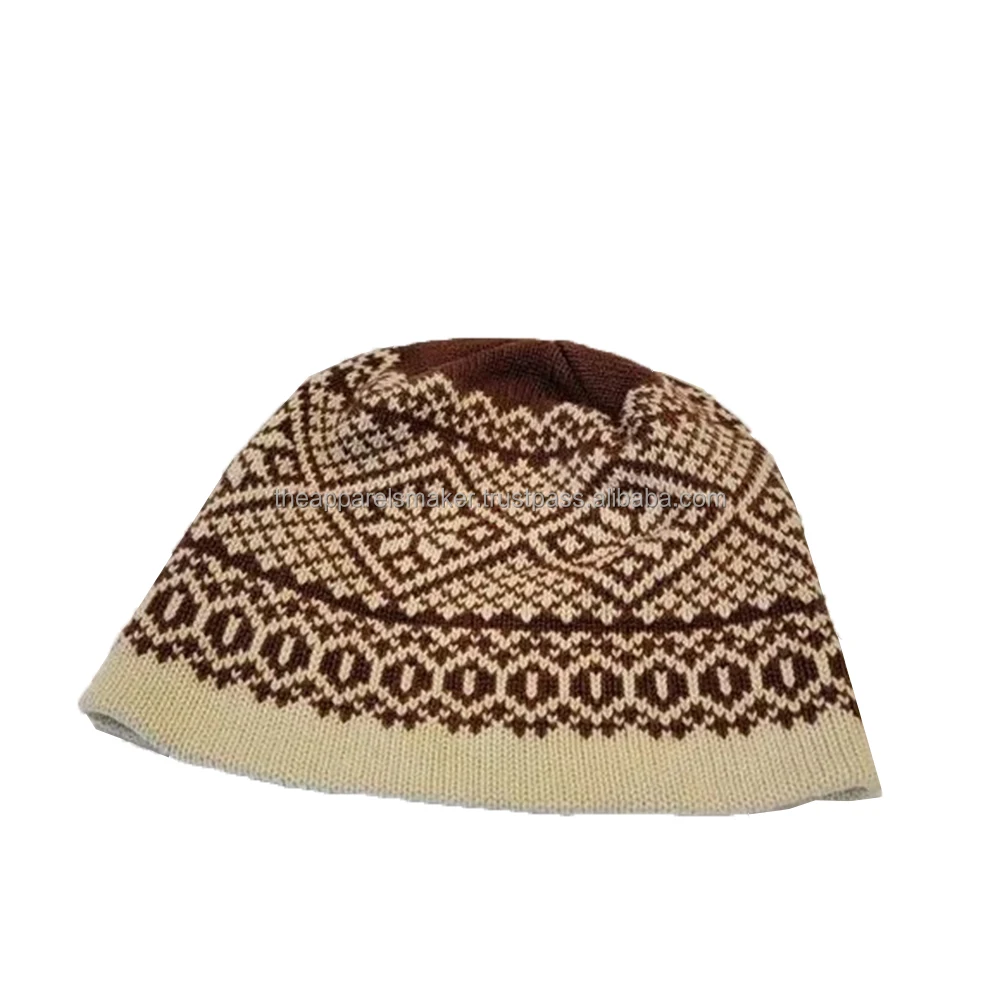 Allied Apparel Beige Maroon Pull on Beanie Hat Soft Stretch Beanie Cap Winter Warm Unisex Knitted Cap Free Style Nitted Beanie