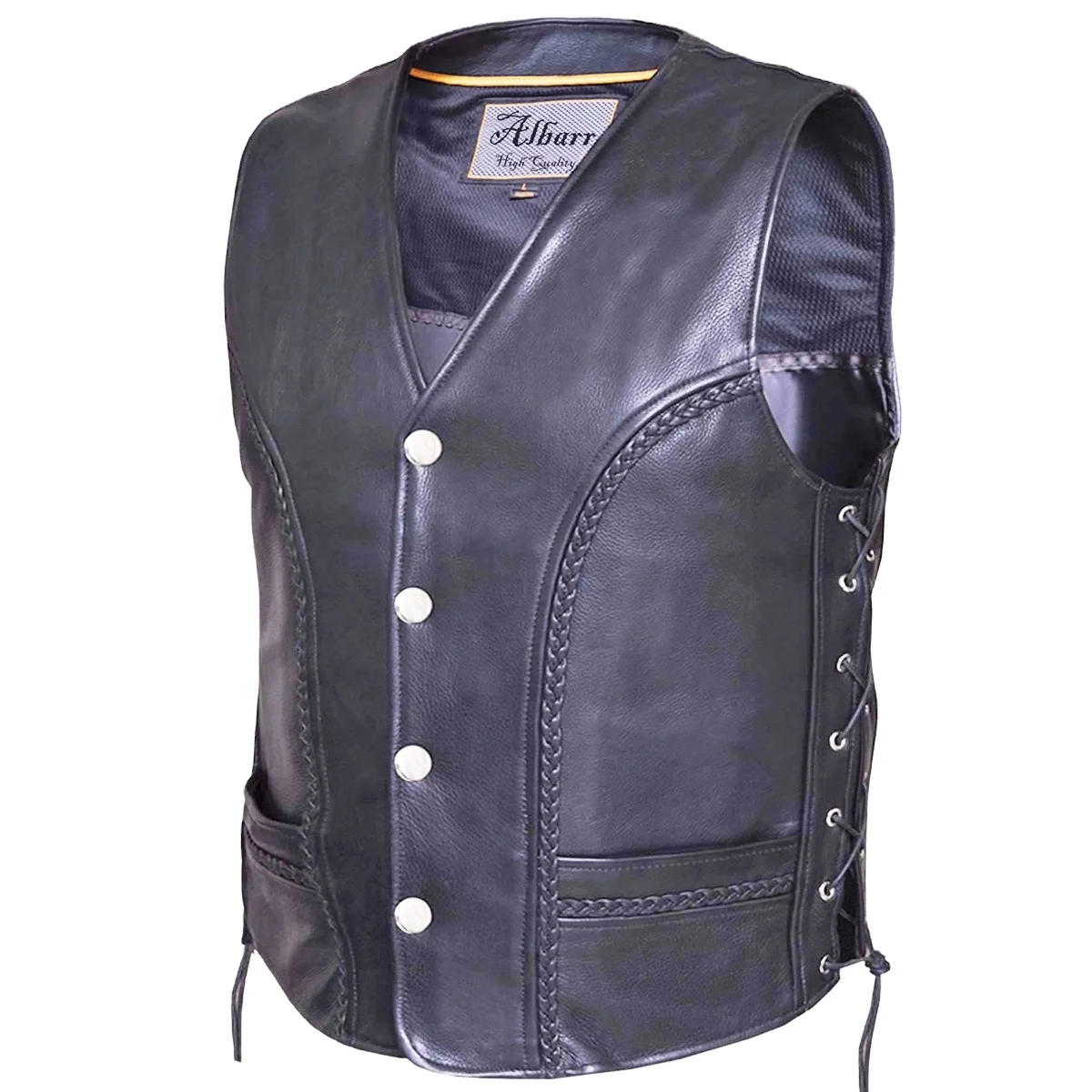 Custom made personalized short winter black leather suede leather motorcycle vest womens