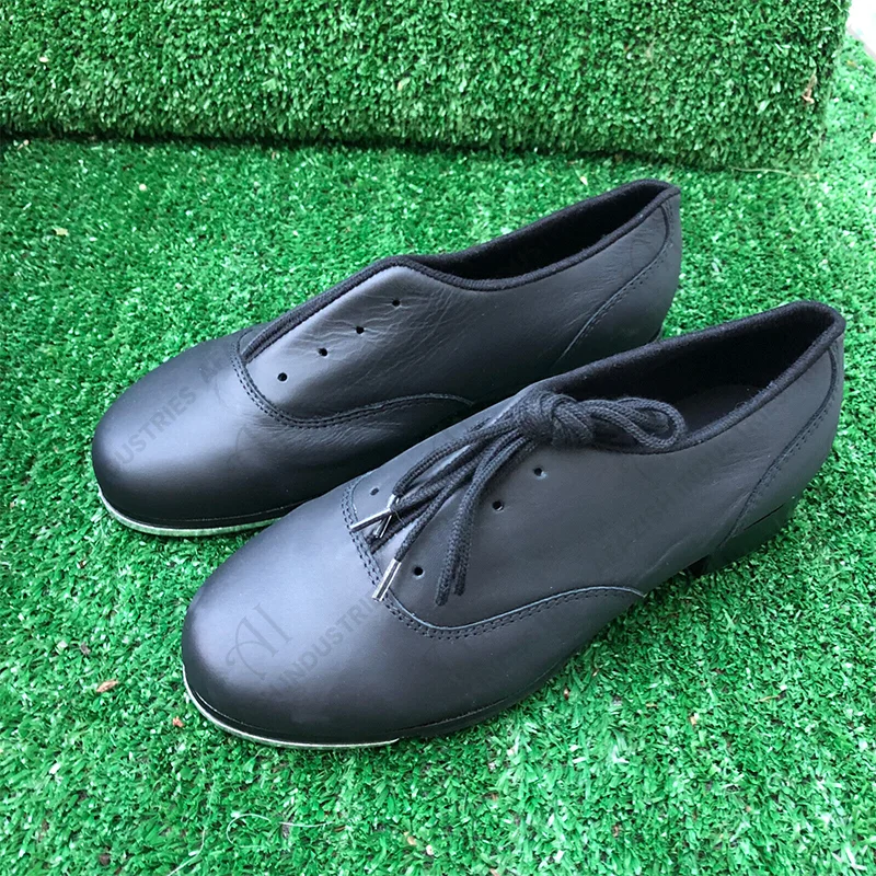 Tap Flex Slip On Leather Jazz Dance Shoes Black Womens custom Size women iron outsole tap shoes