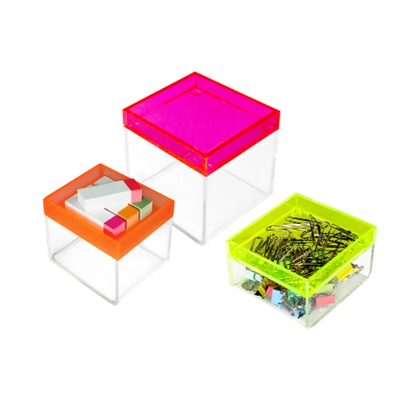 Clear Plastic Box Acrylic Square Neon Acrylic Display With Lid Multifunction