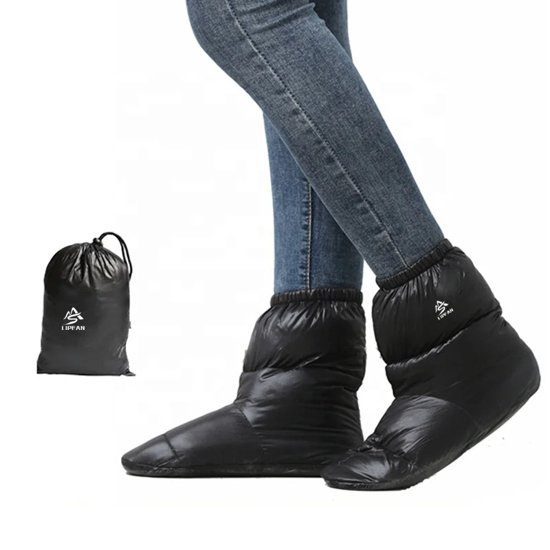 Ultralight Duck Down Filled Winter Boots Goose Down Booties for Indoor Outdoor