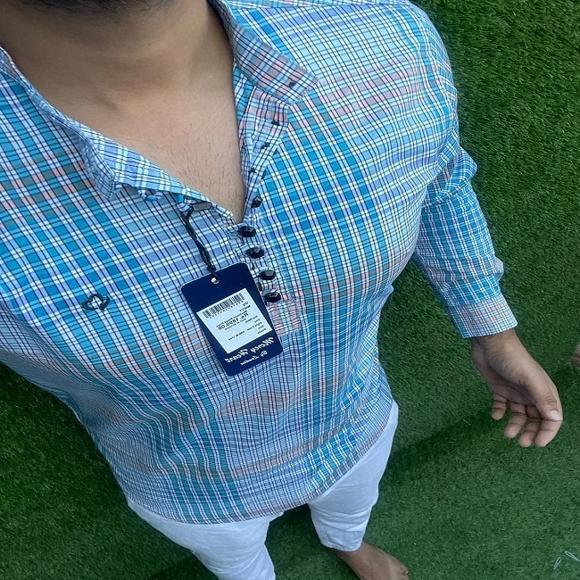 2021 Custom Made Designer Short kurta full sleeves for Men Elegant Collar Turkey Jubah indian men cotton kurta shirt