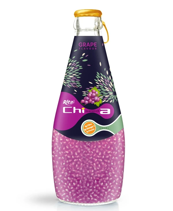 Rita 290ml Glass Bottle Private Label Mixed Fruit Flavor Sweet Tropical Chia Seed Drink