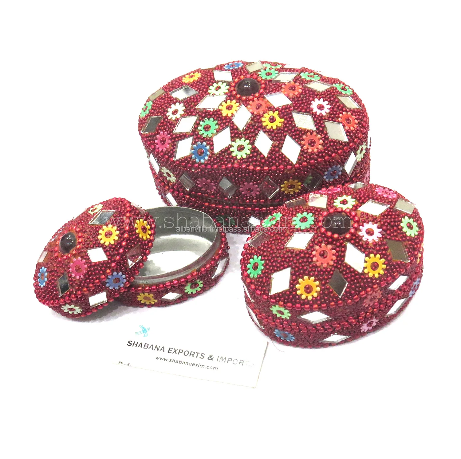 Jewelry Organizer Trinket Box  Decorative Box  Beaded & Mirror Work Organizer Portable Boxes with Different Sizes & Designs