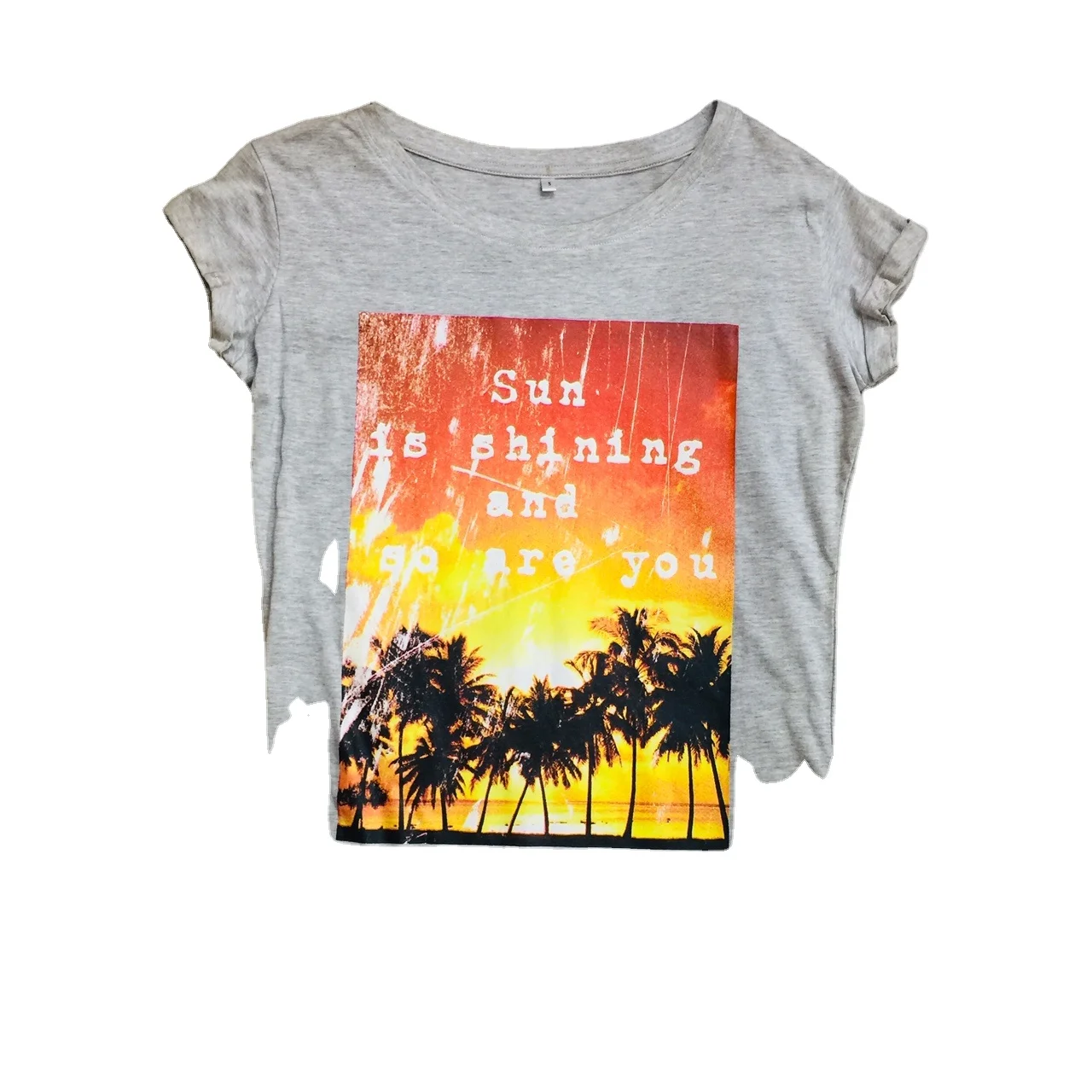 High Quality Custom Print Vintage Light Weight 100% Cotton Anti-Wrinkle Oversized Shoulder Drop Photo Printed T-Shirt for Women