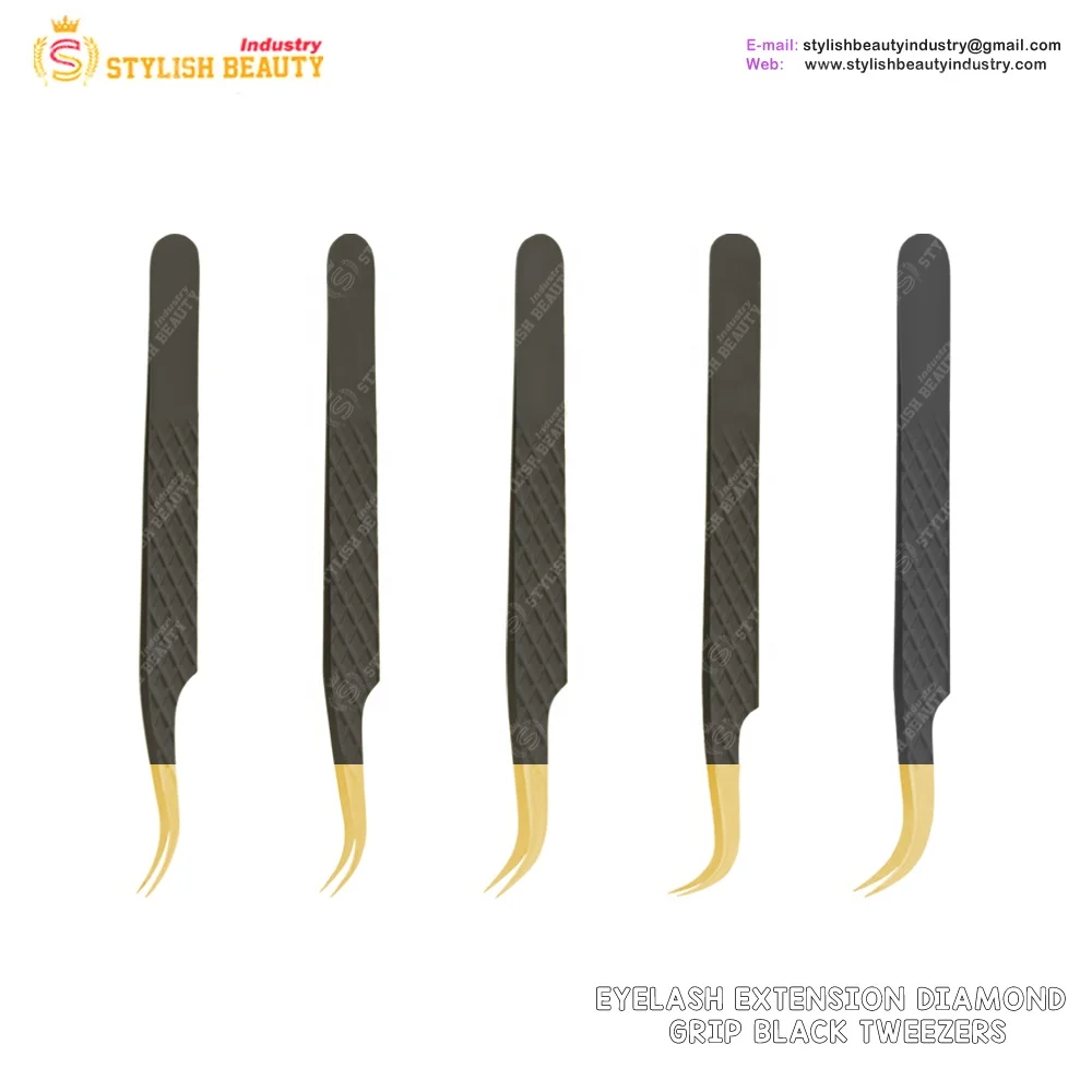 False Lash Application Tools Japanese stainless steel lash tweezer with customized packing eyelash tweezers set